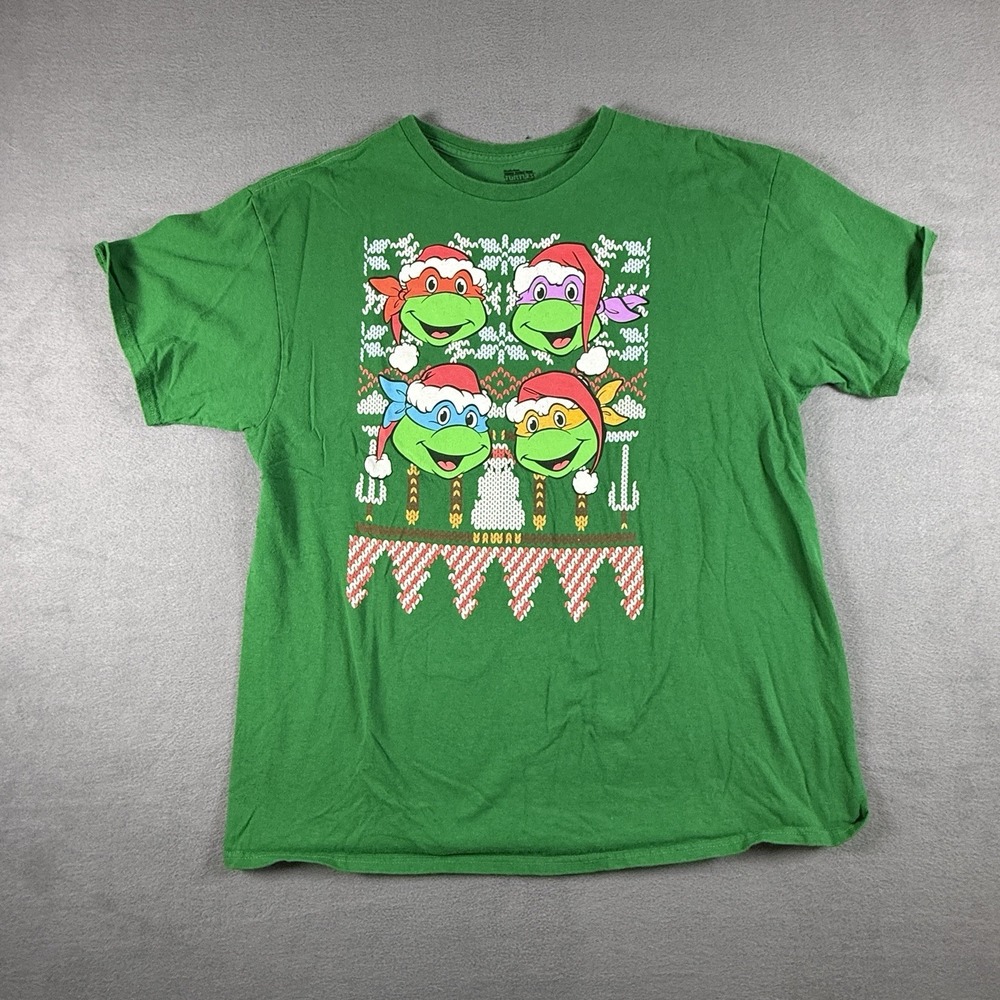 TMNT Ninja Turtles Ugly‎ Christmas Season Green T-Shirt Men's Size XL
